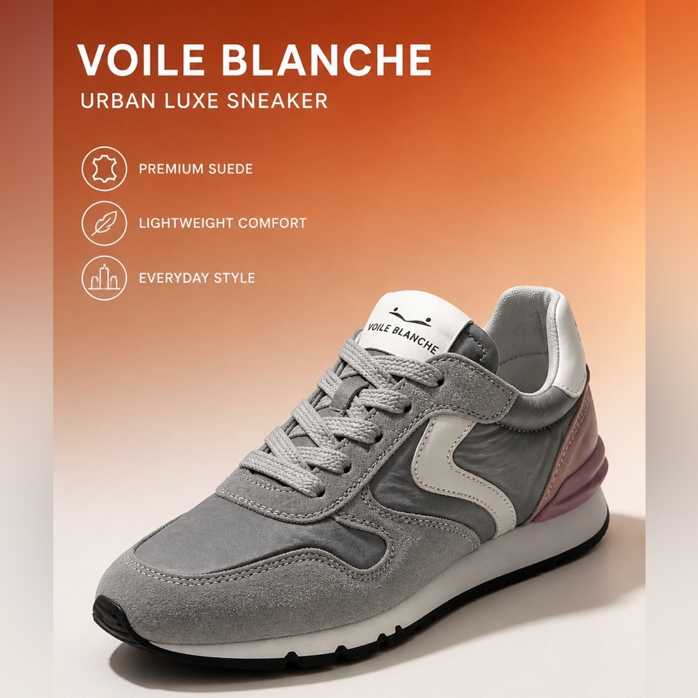 Voile Blanche Women’s is Gray Suede & Leather Low-Top Comfort Sneakers 👟
